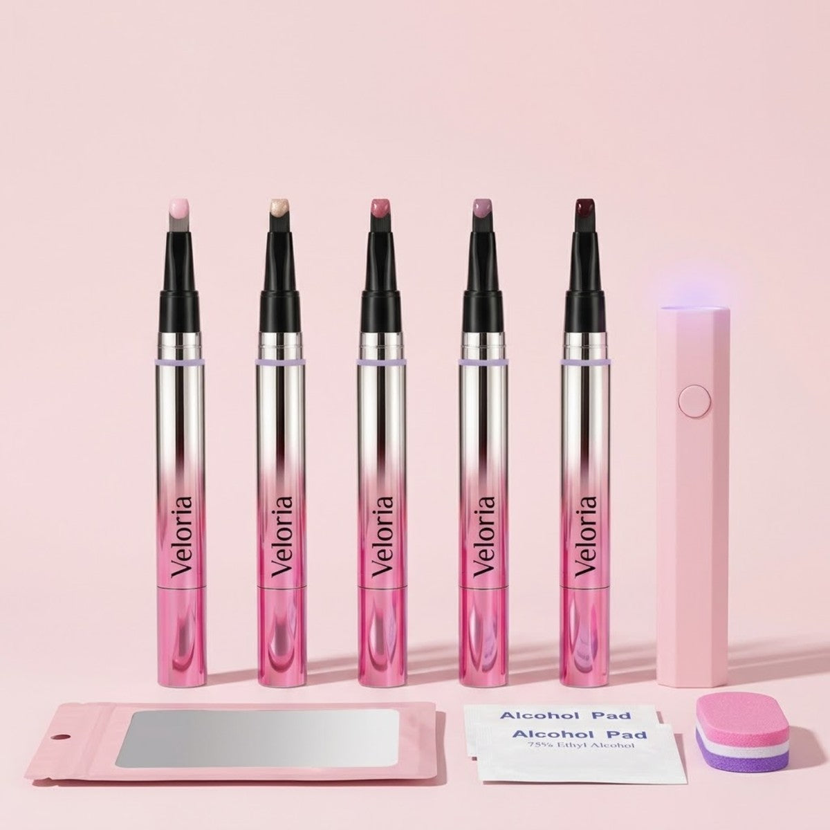 Veloria – stilou cu gel cat-eye + lampă UV mini